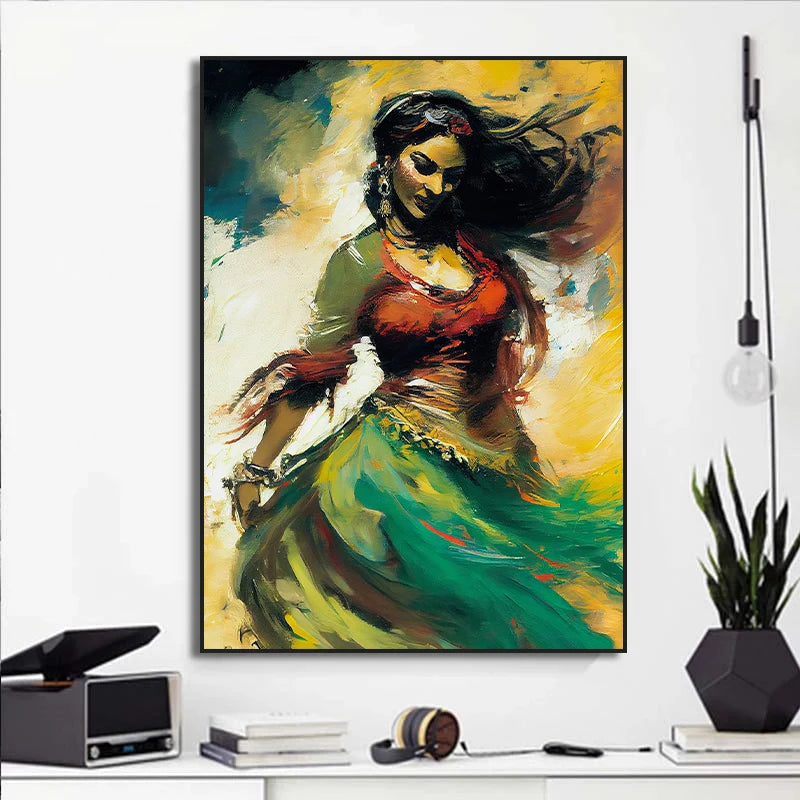Mexican Woman Dance Art Poster Mexico Man Play Guitar Nordic Wall Art Canvas Painting Prints for Living Room Home Decor Picture - NICEART