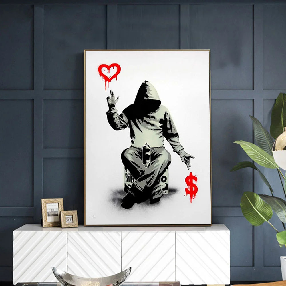 Graffiti Abstract Money And Love Wall Art Poster Modern Pop Minimalist Home Decor Mural Canvas Paint Picture Print Artwork Gift - NICEART