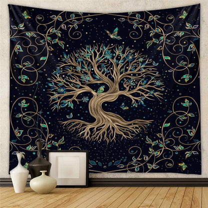 Cosmic Life Tree Tapestry Dreamy Big Tree Wall Blanket Home Decor Origin Tree Background Wall Hanging Cloth for Bedroom