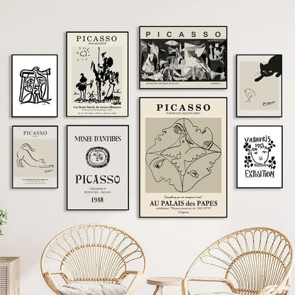 Black White Vintage Picasso Abstract Canvas PaintingWall Art  Nordic Posters and Prints Decorative Picture for Living Room Decor - NICEART