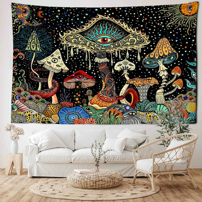 Colorful Eyes Mushroom Forest Tapestry Wall Hanging Hippie Tapiz Fantasy Abstract Art Bedroom Living Room Home Decor