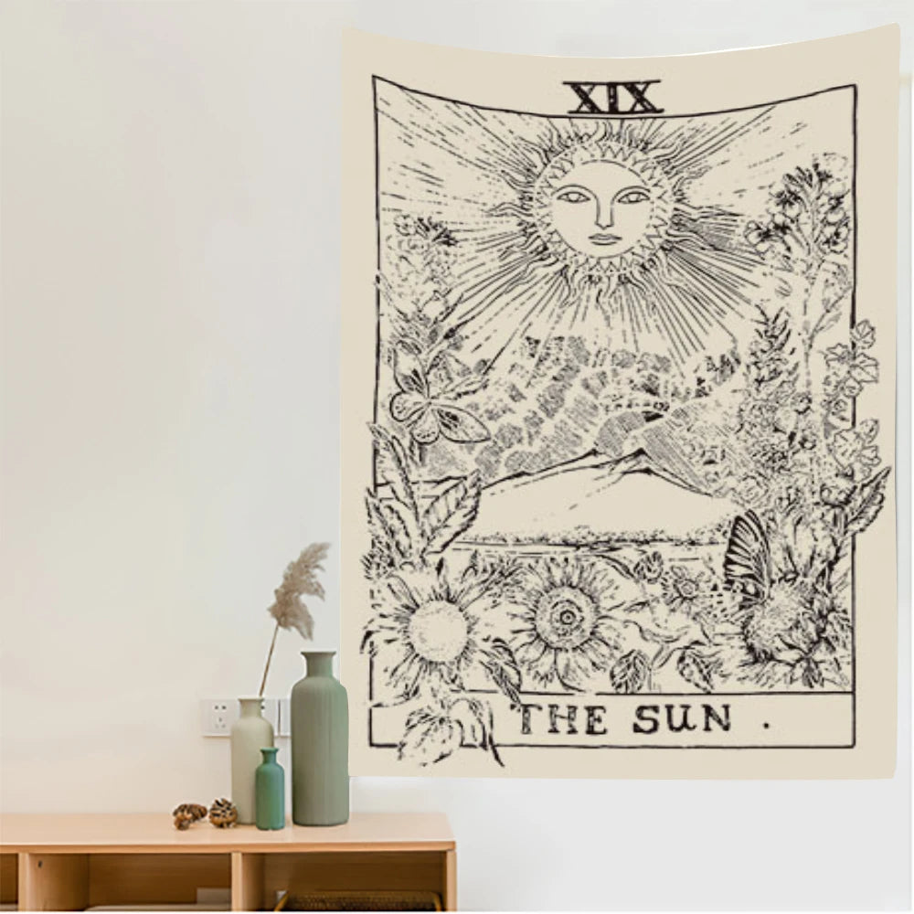 Tarot Cards Tapestry Home decoration Wall tapestry  Livingroom  wall hanging  Tarot  Sun  And Moon Star Bedroom - NICEART