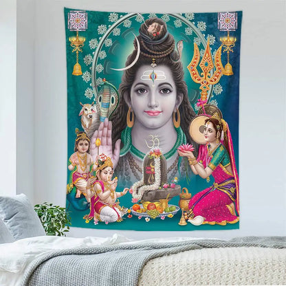 2022 Indian God Thailand Religion Shiva Ganesha Parvati Buddhism Meditation Mats Carpet Mandala Hippe Tapestry Wall Hanging