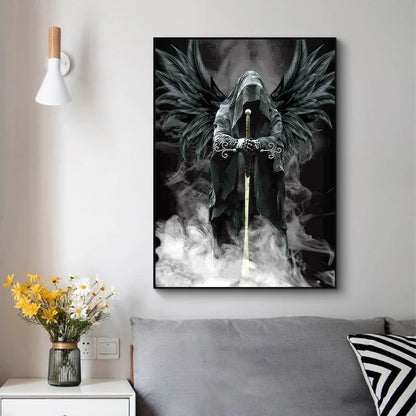 Abstract Death Angels Skull Canvas Painting Posters and Prints Wall Art Pictures for Living Room Home Decoration - NICEART