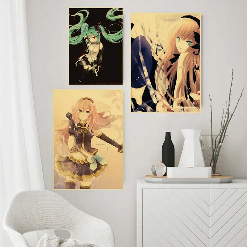 Anime Idol Cartoon Singer Miku Poster HD Print Kraft Paper Retro Wall Art Pictures Bedroom Decorative Painting Home Decor Gifts - NICEART