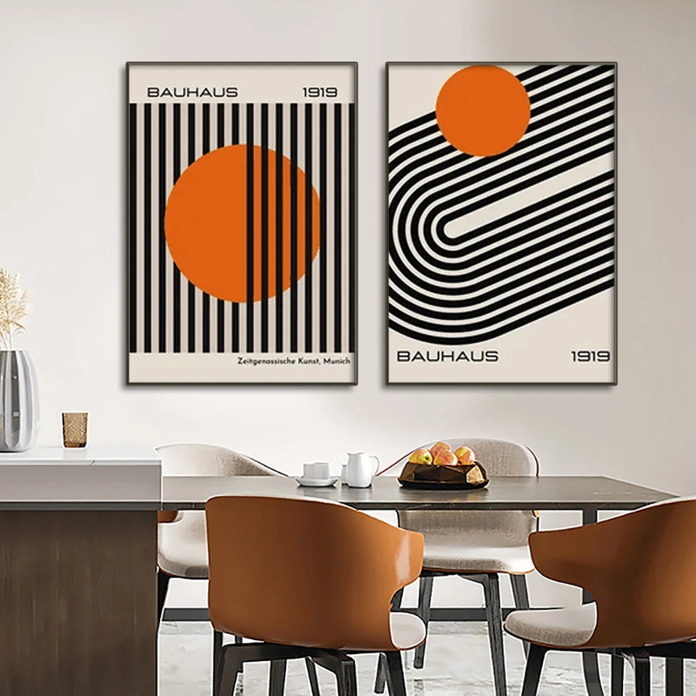 Mid Century Modern Bauhaus Abstract Geometric Posters Wall Art Canvas Painting Prints Pictures Gallery Living Room Interior Home - NICEART