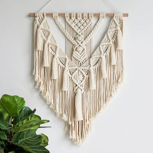 Macrame Woven Wall Hanging Boho Home Chic Bohemian Geometric Art Decor Beautiful Apartment Dorm Room Decoration Tapestry