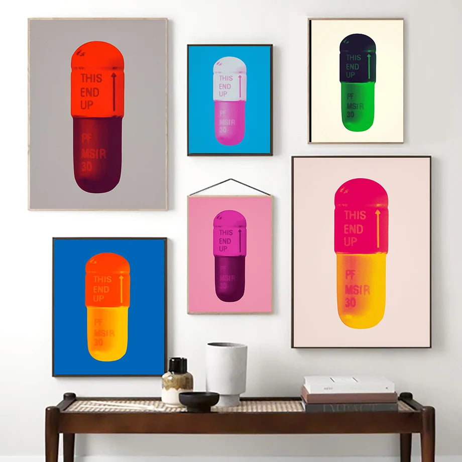 Damien Hirst Pop Art Exhibition Poster Color Pills Canvas Painting Wall Art Picture Abstract Prints Modern Museum Home Decor - NICEART