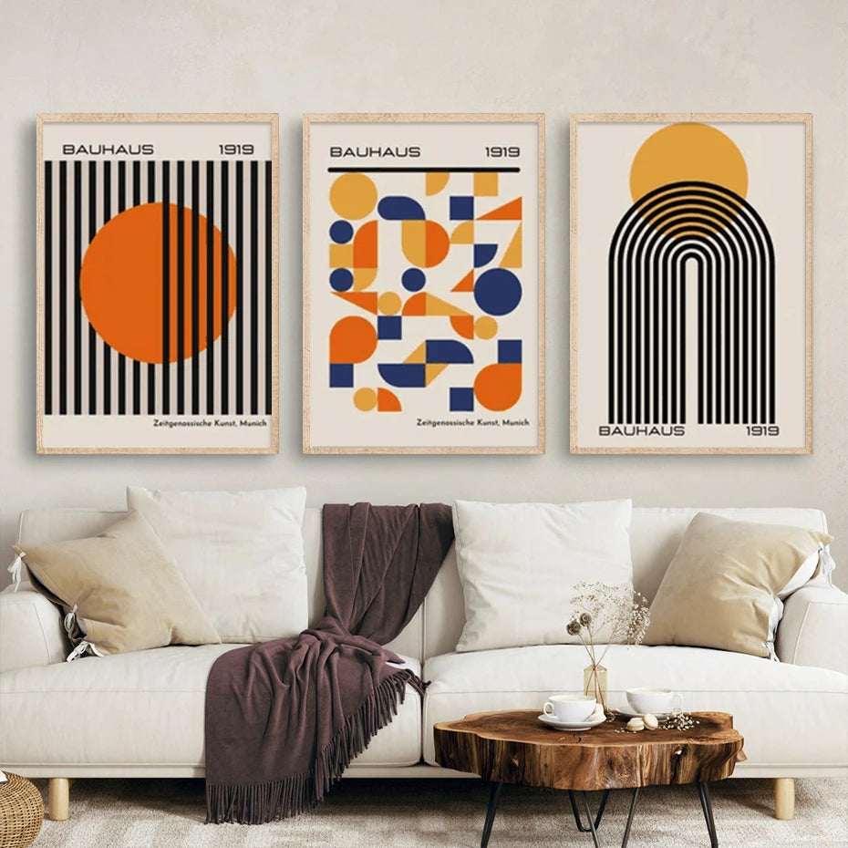 Mid Century Modern Bauhaus Abstract Geometric Posters Wall Art Canvas Painting Prints Pictures Gallery Living Room Interior Home - niceart
