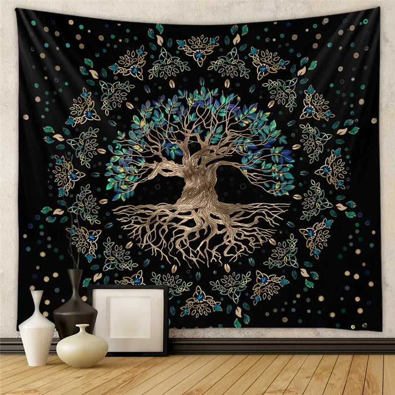 Cosmic Life Tree Tapestry Dreamy Big Tree Wall Blanket Home Decor Origin Tree Background Wall Hanging Cloth for Bedroom