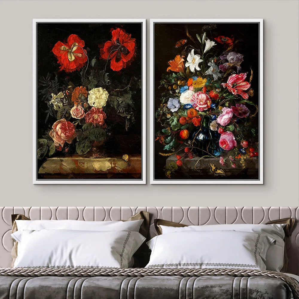 Boho Gallery Wall Prints Abstract Moody Flower Floral Botanical Canvas Painting Nordic Poster Minimalist Picture For Living Room - NICEART