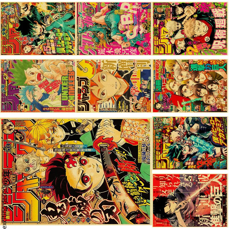 Anime Poster Demon Slayer/Jujutsu Kaisen Retro Kraft Paper Demon Slayer  Living Room Bar Cafe Decor Painting Gift Art Wall - NICEART