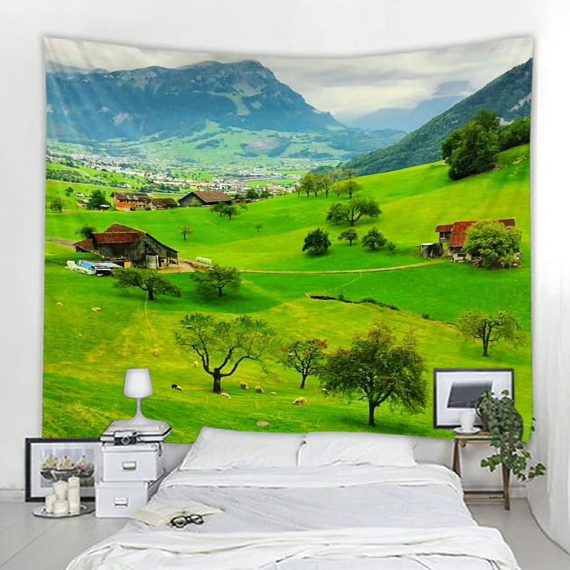 Only beautiful scenery design of 3 d digital print household tapestries