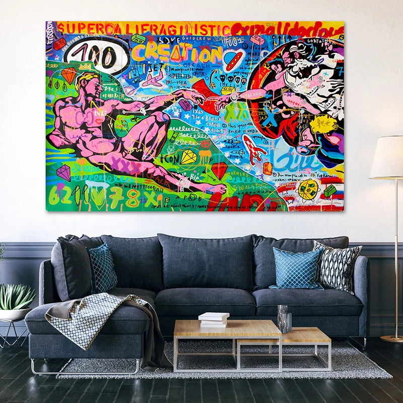 Street Pop Graffiti Art God's Tentacles Canvas Painting Posters and Prints Abstract Wall Picture for Living Room Home Decoration - NICEART