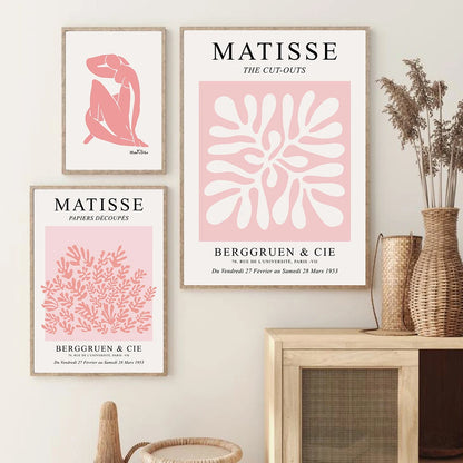 Henri Matisse Wall Art Posters and Prints Blush Salmon Pink Canvas Painting Abstract Line Pictures For Living Room Modern Decor - niceart