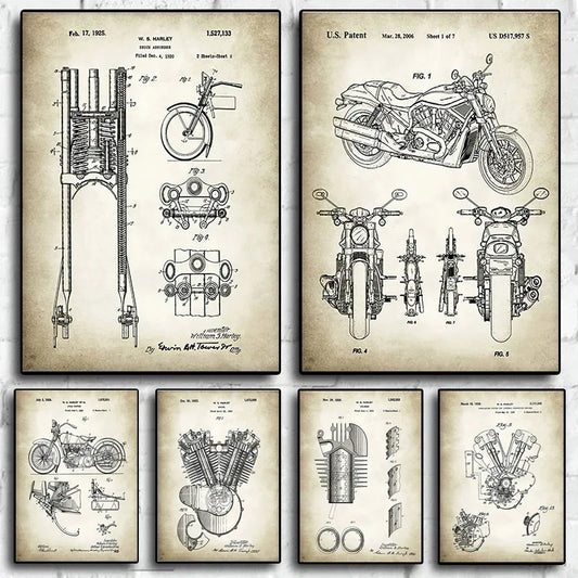 Vintage Motorcycle Parts Engine Quotes Wall Art Nordic Canvas Painting Posters And Print HD Pictures For Living Room Home Decor - NICEART