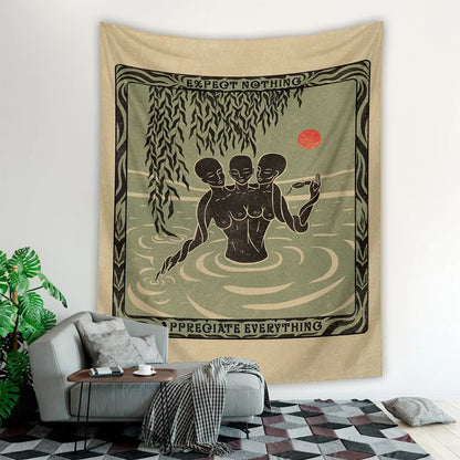 Tarot Card Alien Tapestry Wall Hanging Mandala Boho Witchcraft Bohemian Style Decoration Mattress Dorm Room Poster