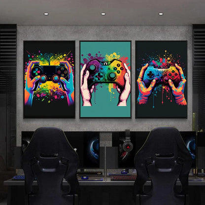 Nordic Aesthetics Wall Art Colorful Game Controllers HD Oil On Canvas Posters And Prints Esports Room Boy Bedroom Decoration - NICEART