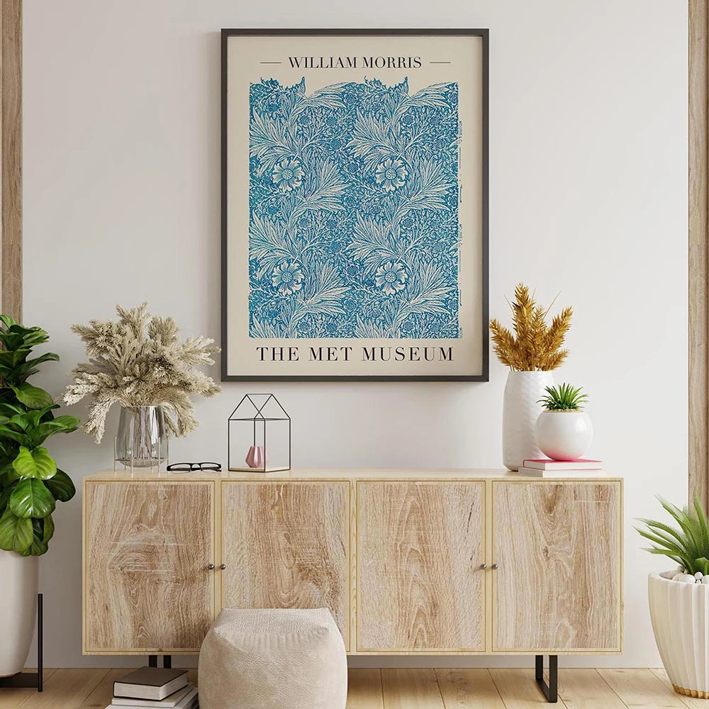 William Morris Canvas Print The Tulip and Blue Marigold Exhibition London Underground Art Nouveau Painting Wall DecorPoster - NICEART