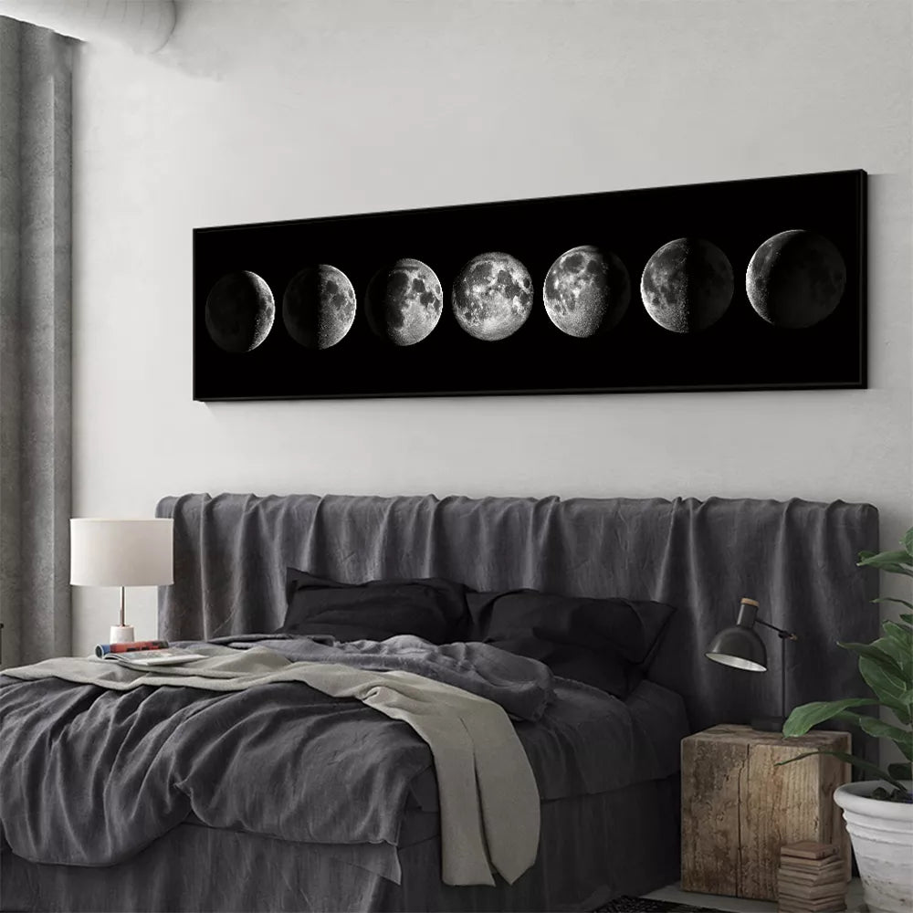 Wall Art Moon Phase Black White Posters Aesthetic Canvas Art Prints Abstract Painting Wall Picture for Living Room Home Decor - NICEART