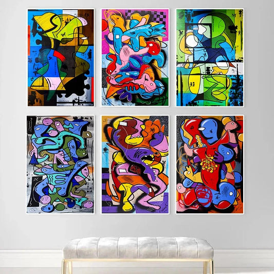 Colorful Abstract Poster And Print Canvas Painting Nordic Wall Art Pictures Mural For Living Room Modern Home Decor Frameless - NICEART