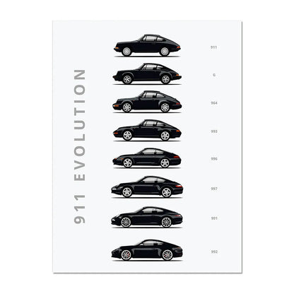 911 Evolution Car Poster Art Canvas Painting Wall Art Print Home Decor Picture For Gift Living Kids Room Frameless - niceart